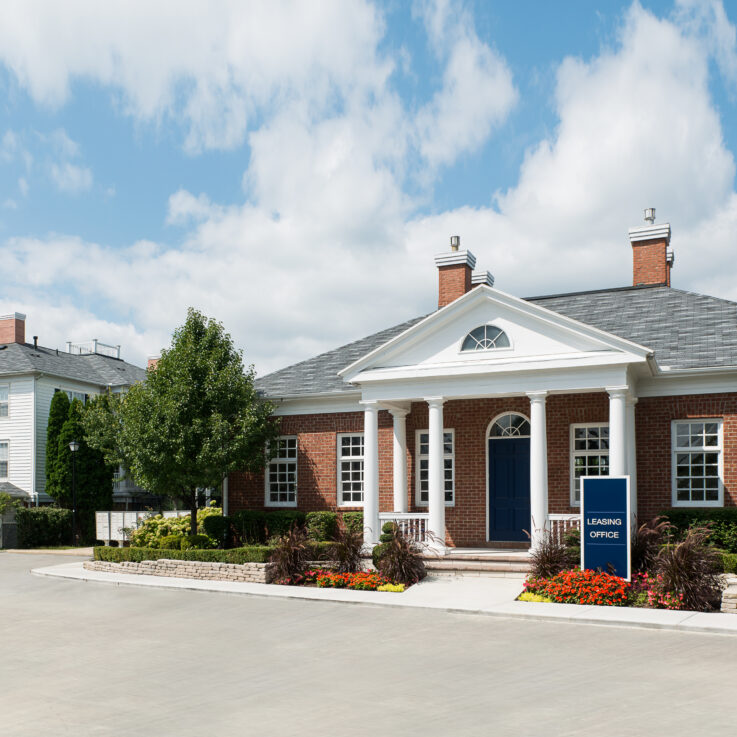 Parking and front entrance to the leasing office