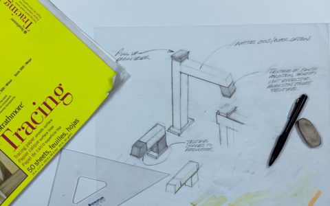 Original Sketches of the Etch Faucet By Product Development Manager Cliff Joseph