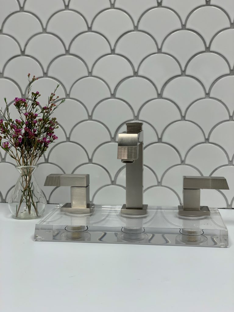 Etch Vanity Faucet on a white countertop