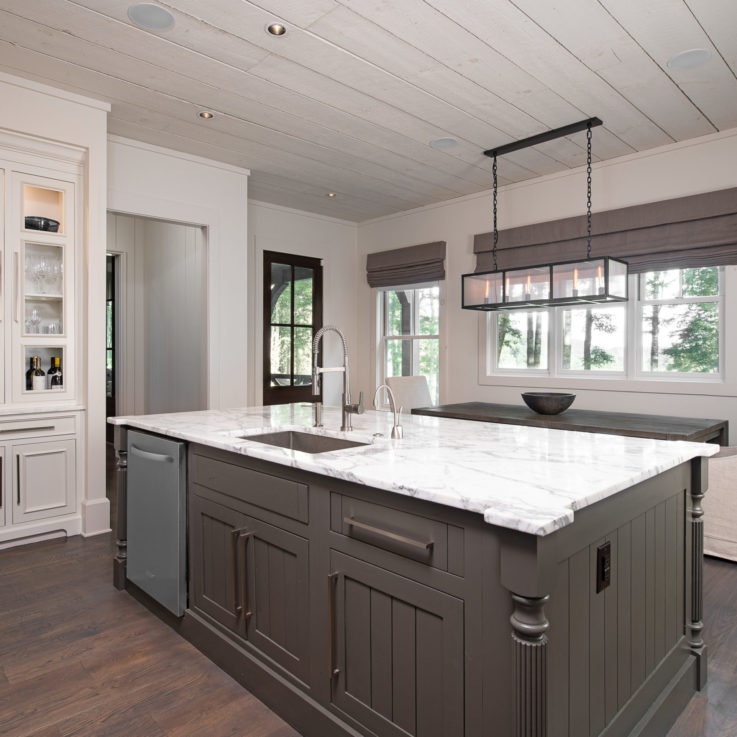 Kitchen island with dining table