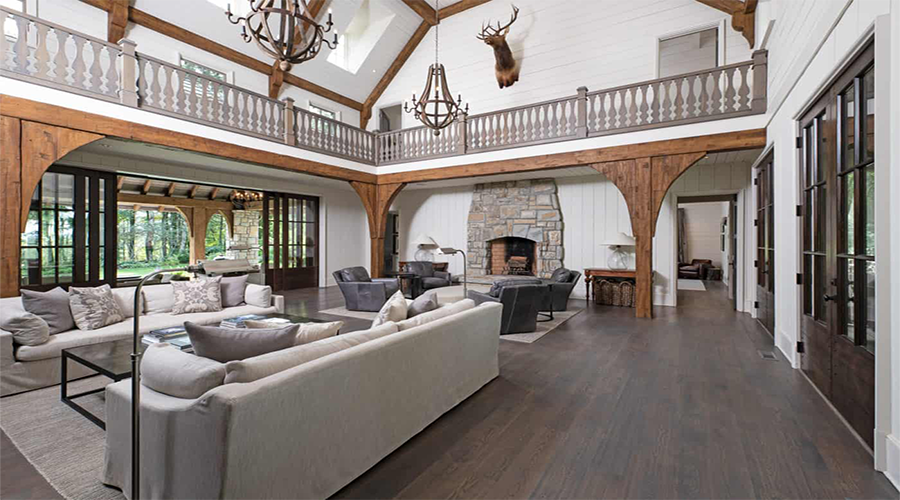Mountain House Living Room Area with Fireplace and Couches